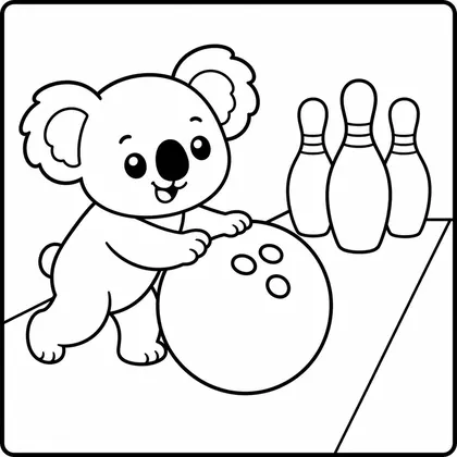Dibujo de koala jugando a los bolos para colorear