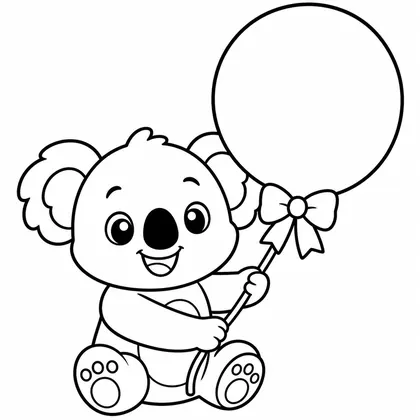 Dibujo de koala con globo para colorear