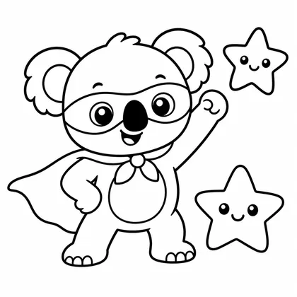 Dibujo de koala superhéroe para colorear