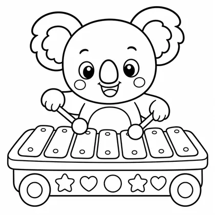 Dibujo de koala con xilófono para colorear