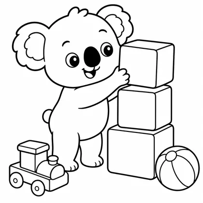 Dibujo de koala con cubos de juguete para colorear