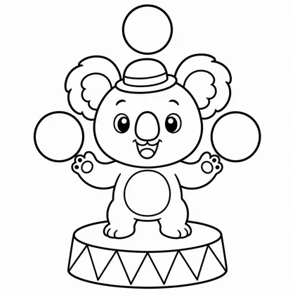 Dibujo de koala haciendo malabares para colorear