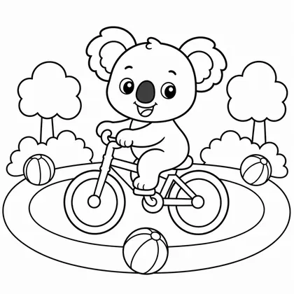 Dibujo de koala en bicicleta para colorear