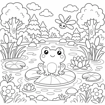 Dibujo de camping junto al lago para colorear