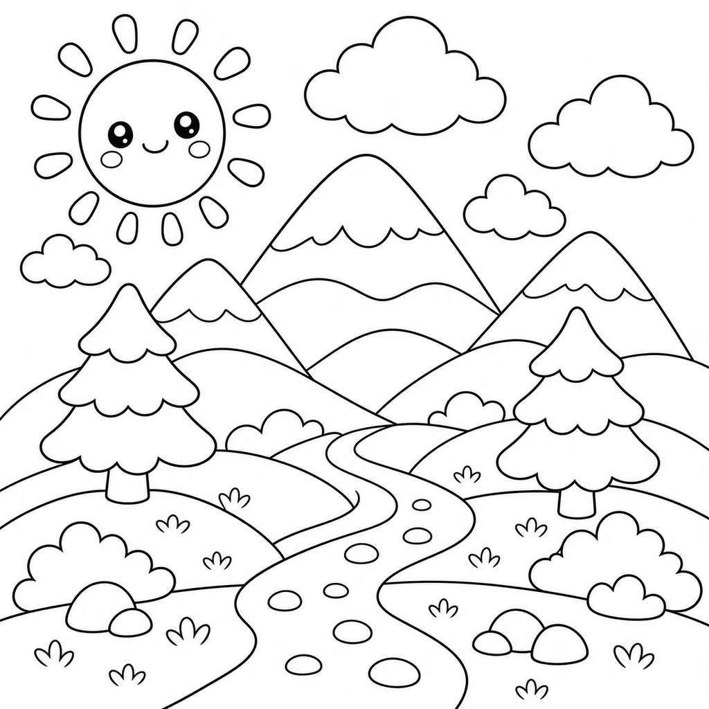 Ausmalbild Landschaft 18