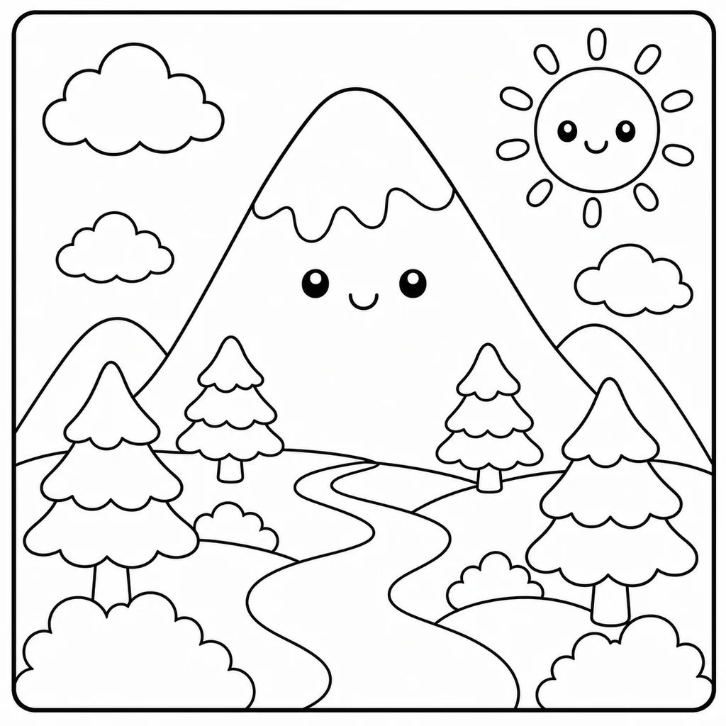Ausmalbild Landschaft 46