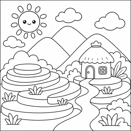 Ausmalbild Landschaft 49
