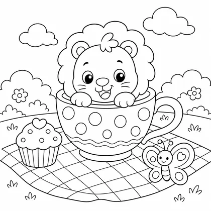 Lion with a xylophone coloring page