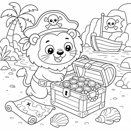 Lion in the vegetable garden coloring page