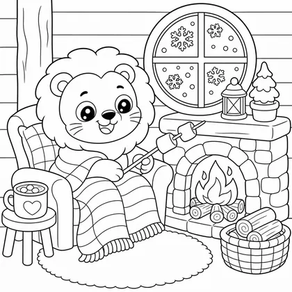 Pirate lion with treasure coloring page