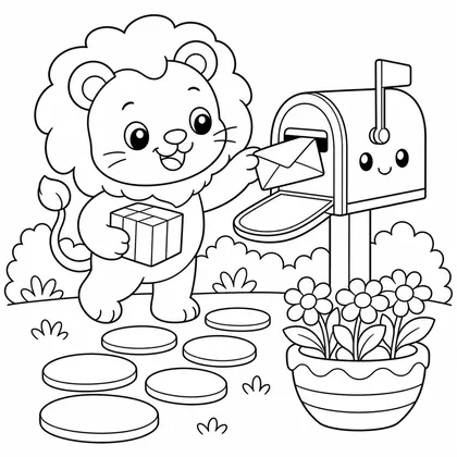 Lion making pottery coloring page