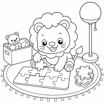 Lion with a trophy coloring page