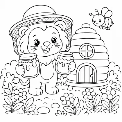 Lion with a puzzle coloring page