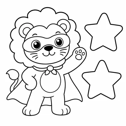 Dibujo de leon superhéroe para colorear