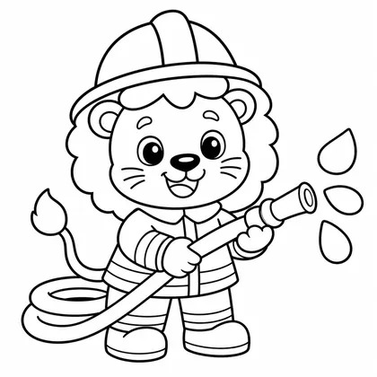 Dibujo de leon bombero para colorear