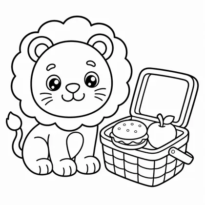 Dibujo de leon de picnic para colorear