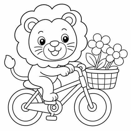 Dibujo de leon en bicicleta para colorear