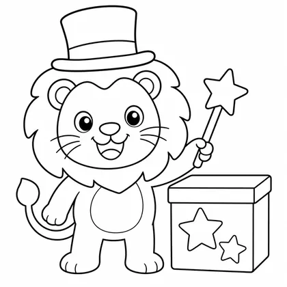 Dibujo de leon mago con varita para colorear
