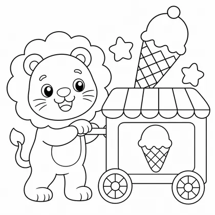 Dibujo de leon heladero para colorear