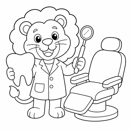 Dibujo de leon dentista para colorear