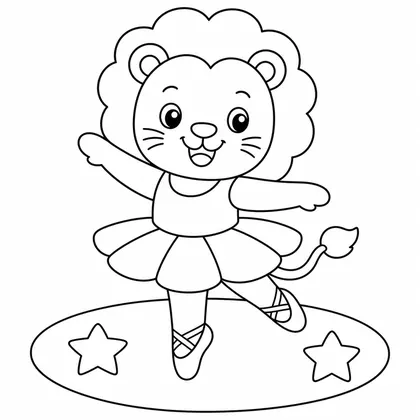 Dibujo de leon bailarin de ballet para colorear