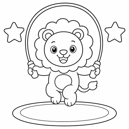 Dibujo de leon saltando a la comba para colorear