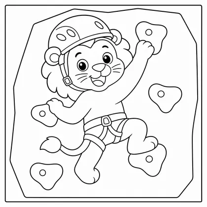 Dibujo de leon escalando para colorear