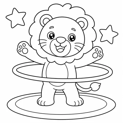 Dibujo de leon con hula hoop para colorear
