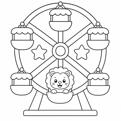Dibujo de leon en la noria para colorear