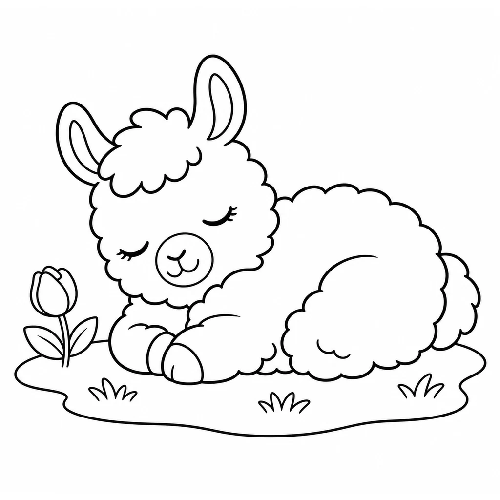 Coloriage : Lama endormi
