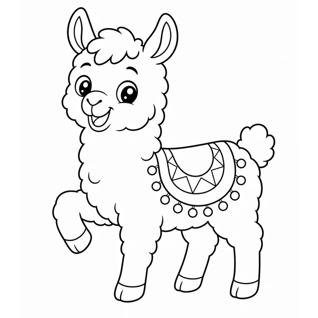 Coloriage : Lama qui joue