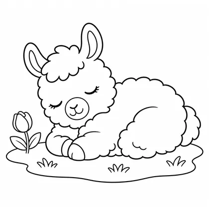 Sleeping llama coloring page