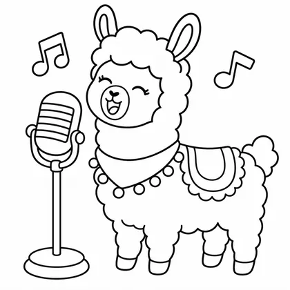 Dibujo de llama con microfono para colorear