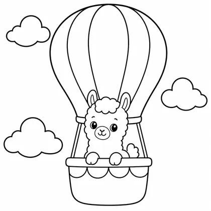 Dibujo de llama en globo aerostatico para colorear