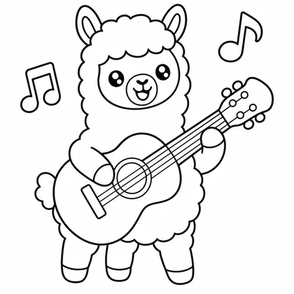 Dibujo de llama con guitarra para colorear