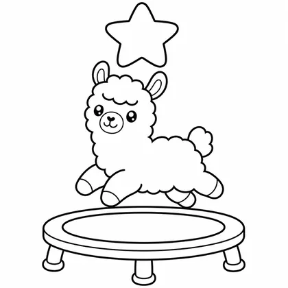 Dibujo de llama en cama elastica para colorear