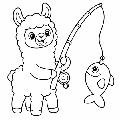 Dibujo de llama pescando para colorear
