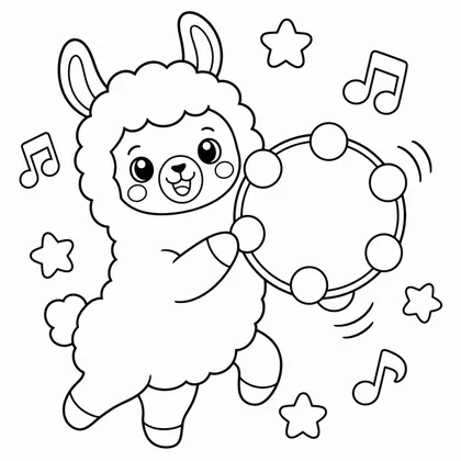 Dibujo de llama con pandereta para colorear