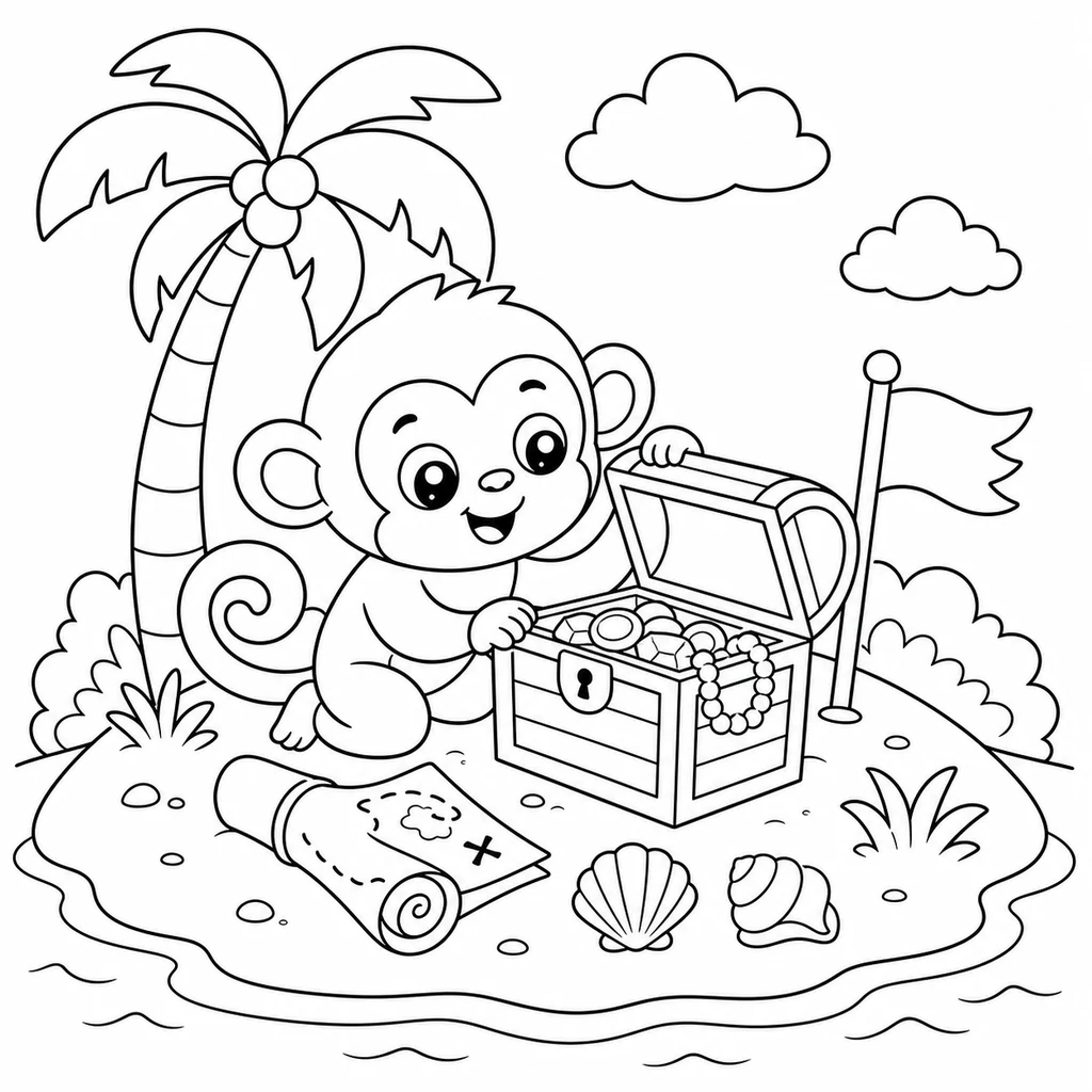 Мавпа 17 для розмальовування