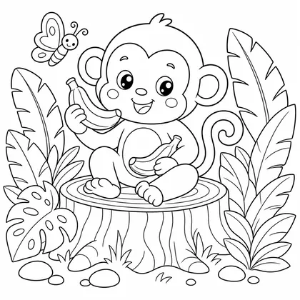 Smiling baby monkey coloring page
