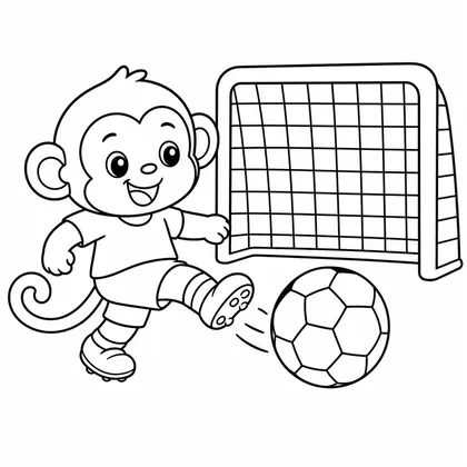 Dibujo de mono jugando al fútbol para colorear