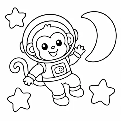 Dibujo de mono astronauta para colorear