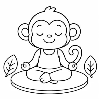 Dibujo de mono haciendo yoga para colorear