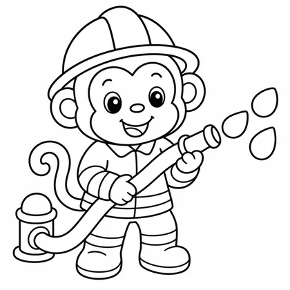 Dibujo de mono bombero para colorear
