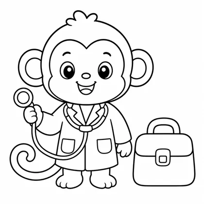 Dibujo de mono doctor para colorear