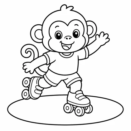 Dibujo de mono en patines para colorear