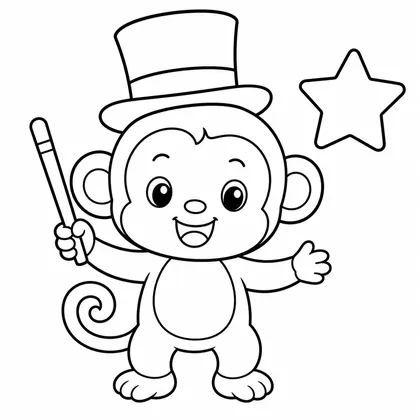 Dibujo de mono mago para colorear