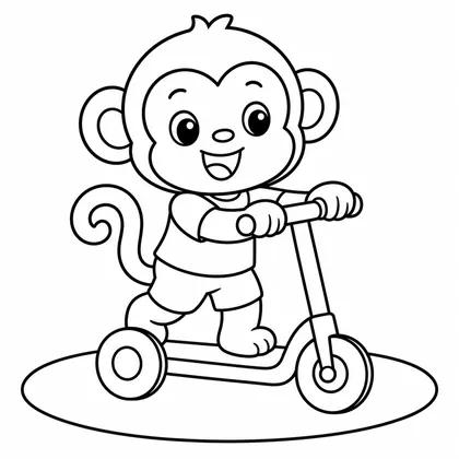 Dibujo de mono con patinete para colorear