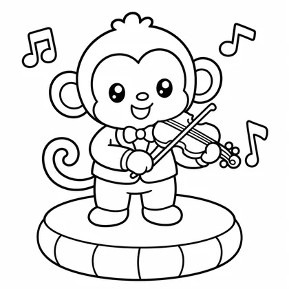 Dibujo de mono con violin para colorear
