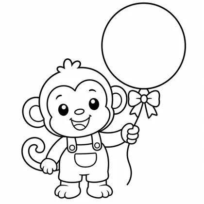 Dibujo de mono con globo para colorear
